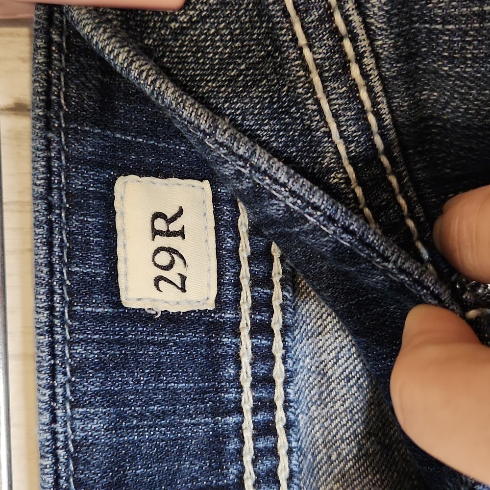 BKE Distressed Sabrina Flare Jeans - Dark Blue 29R - Picture 3 of 10